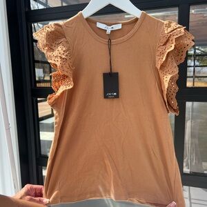 Joe's Jeans Eyelet Ruffle Sleeve Top - Brown